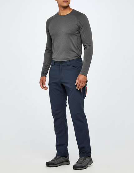 Pantalon Randonnée Homme Bleu Marine Léger Cargo Ajusté - Polyester