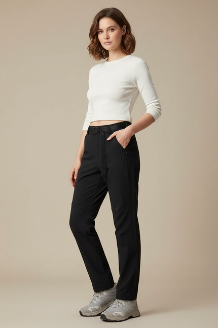 Pantalon Randonnée Noir Léger Respirant Décontracté Femme - Polyester