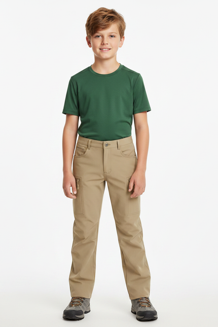 Pantalon Randonnée Beige Cargo Léger Enfant Polyvalent - Polyester