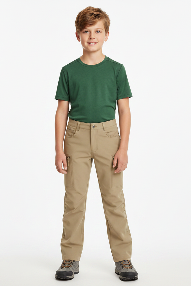 Pantalon Randonnée Beige Cargo Léger Enfant Polyvalent - Polyester
