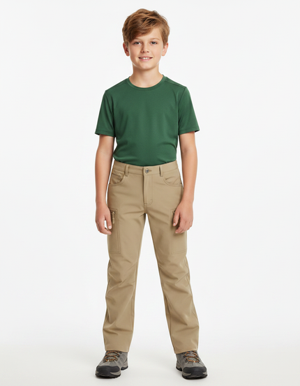 Pantalon Randonnée Beige Cargo Léger Enfant Polyvalent - Polyester
