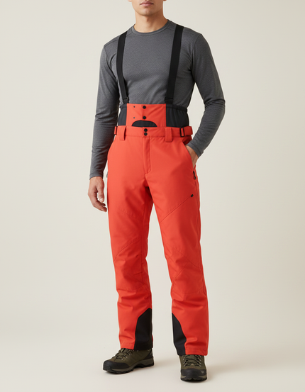 Pantalon Randonnée Orange Bretelles Imperméable Homme - Polyester
