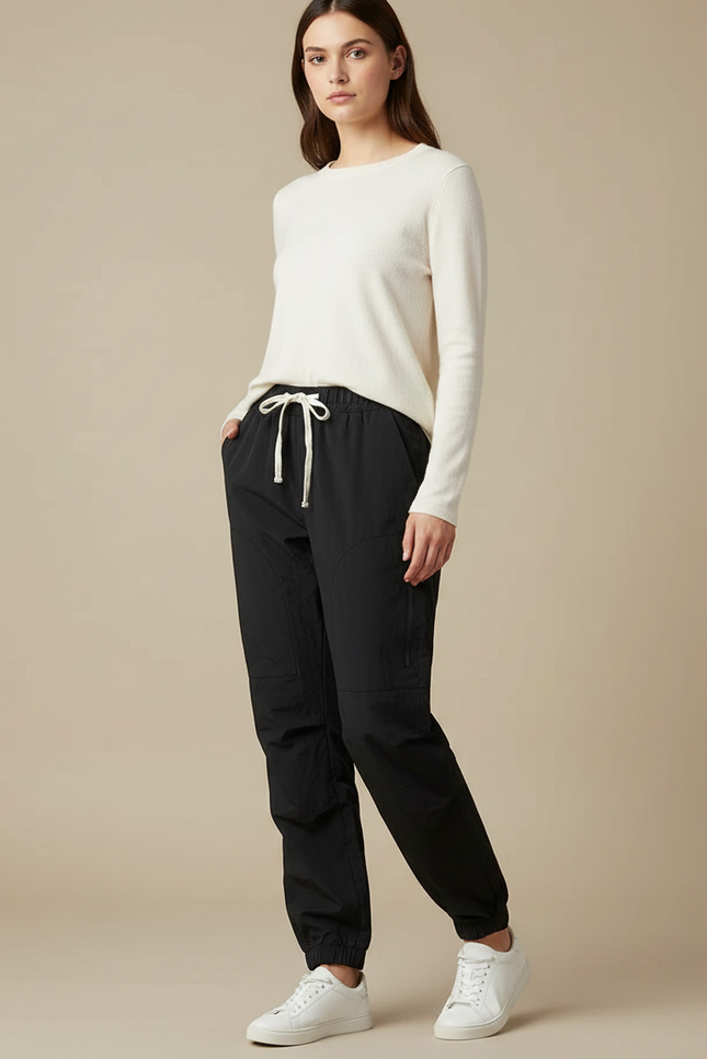 Pantalon Randonnée Noir Cargo Élastiqué Léger Femme - Polyester