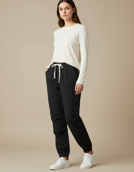 Pantalon Randonnée Noir Cargo Élastiqué Léger Femme - Polyester