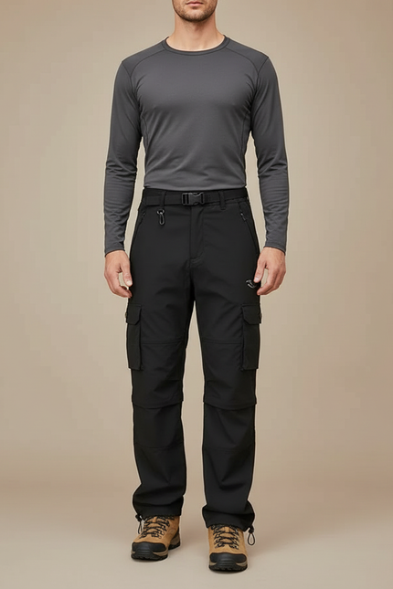 Pantalon Randonnée Noir Convertible Léger Cargo Homme - Polyester