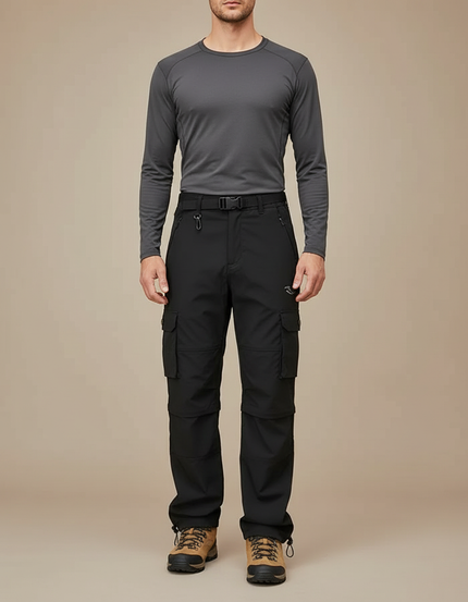 Pantalon Randonnée Noir Convertible Léger Cargo Homme - Polyester