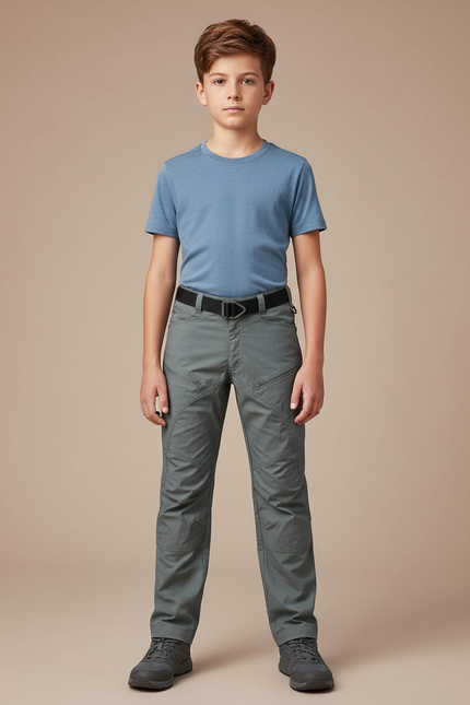 Pantalon Randonnée Enfant Gris Coupe Droite Confortable - Polyester
