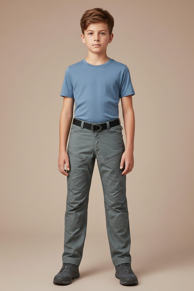 Pantalon Randonnée Enfant Gris Coupe Droite Confortable - Polyester