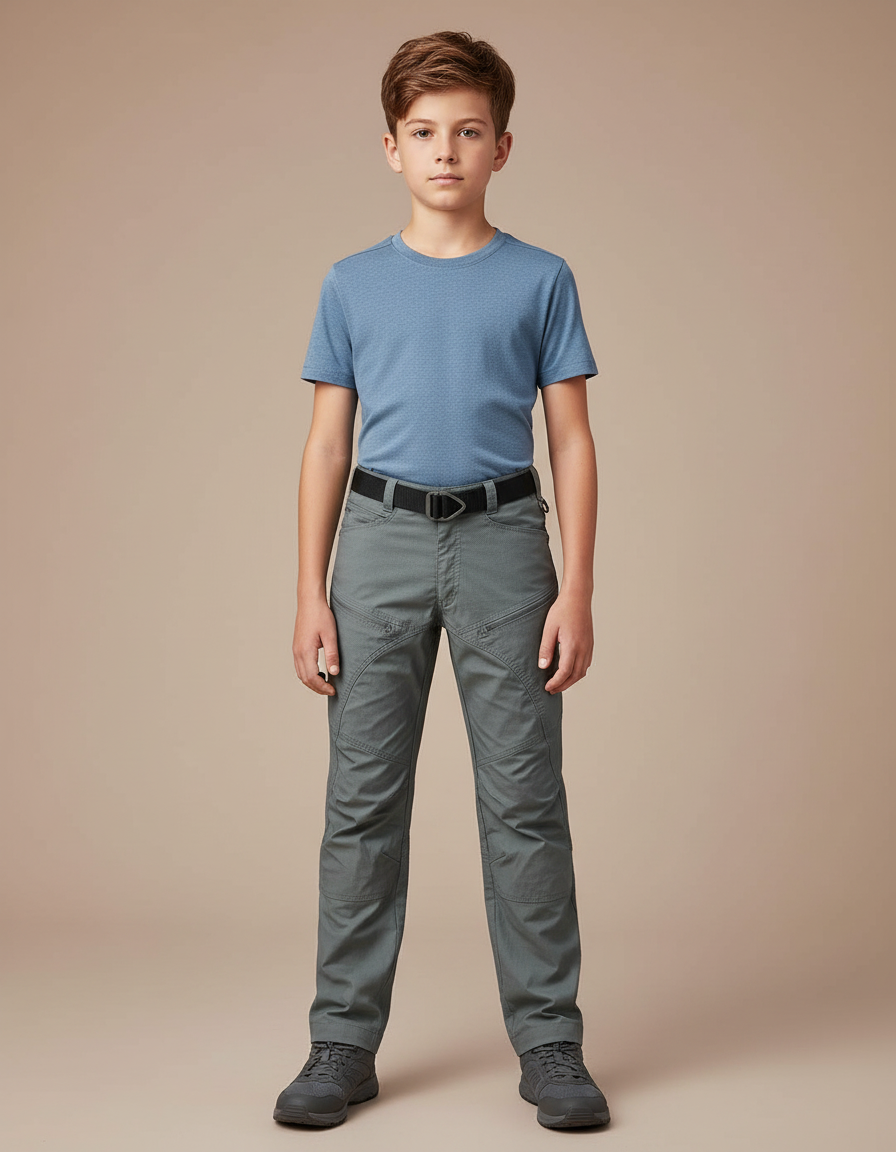 Pantalon Randonnée Enfant Gris Coupe Droite Confortable - Polyester