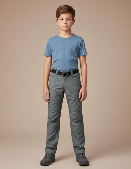 Pantalon Randonnée Enfant Gris Coupe Droite Confortable - Polyester