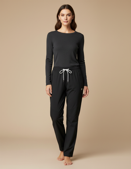 Pantalon Randonnée Noir Léger Confortable Sportif Femme - Polyester