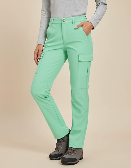 Pantalon Randonnée Vert Menthe Cargo Imperméable Femme - Polyester