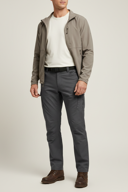 Pantalon Randonnée Homme Gris Cargo Léger Stretch - Polyester