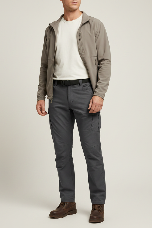 Pantalon Randonnée Homme Gris Cargo Léger Stretch - Polyester