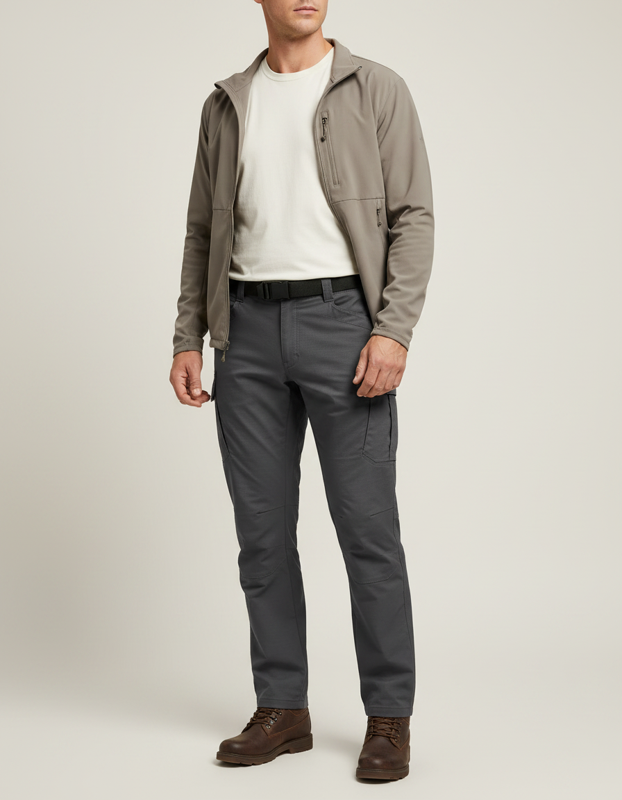 Pantalon Randonnée Homme Gris Cargo Léger Stretch - Polyester