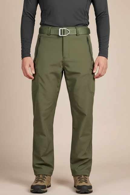 Pantalon Randonnée Vert Militaire Homme Softshell Imperméable - Kaki Polyester