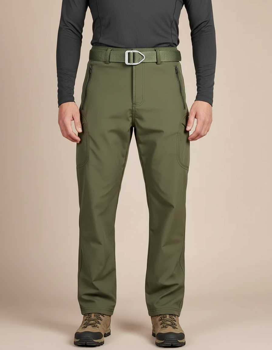 Pantalon Randonnée Vert Militaire Homme Softshell Imperméable - Kaki Polyester