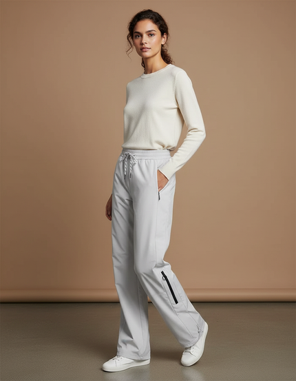 Pantalon Randonnée Gris Clair Droit Décontracté Zippé Femme - Polyester