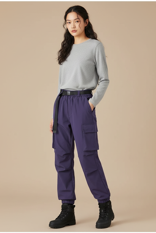 Pantalon Randonnée Violet Cargo Femme Ample Décontracté - Polyester