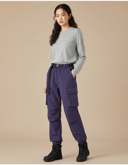 Pantalon Randonnée Violet Cargo Femme Ample Décontracté - Polyester