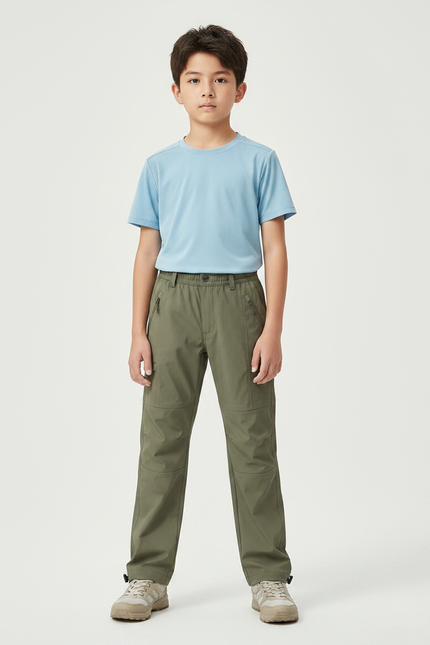 Pantalon Randonnée Kaki Enfant Cargo Léger - Polyester