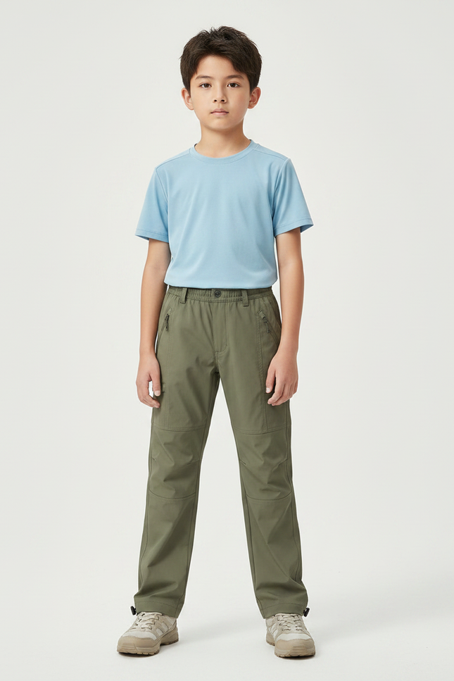 Pantalon Randonnée Kaki Enfant Cargo Léger - Polyester