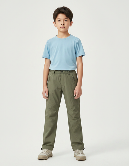 Pantalon Randonnée Kaki Enfant Cargo Léger - Polyester