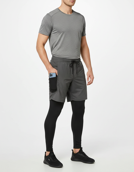 Pantalon Randonnée Gris Homme Sport 2-en-1 Fitness - Polyester