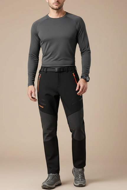 Pantalon Randonnée Noir Homme Softshell Imperméale Polaire - Polyester