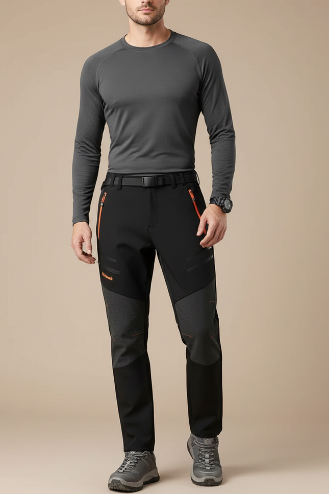 Pantalon Randonnée Noir Homme Softshell Imperméale Polaire - Polyester