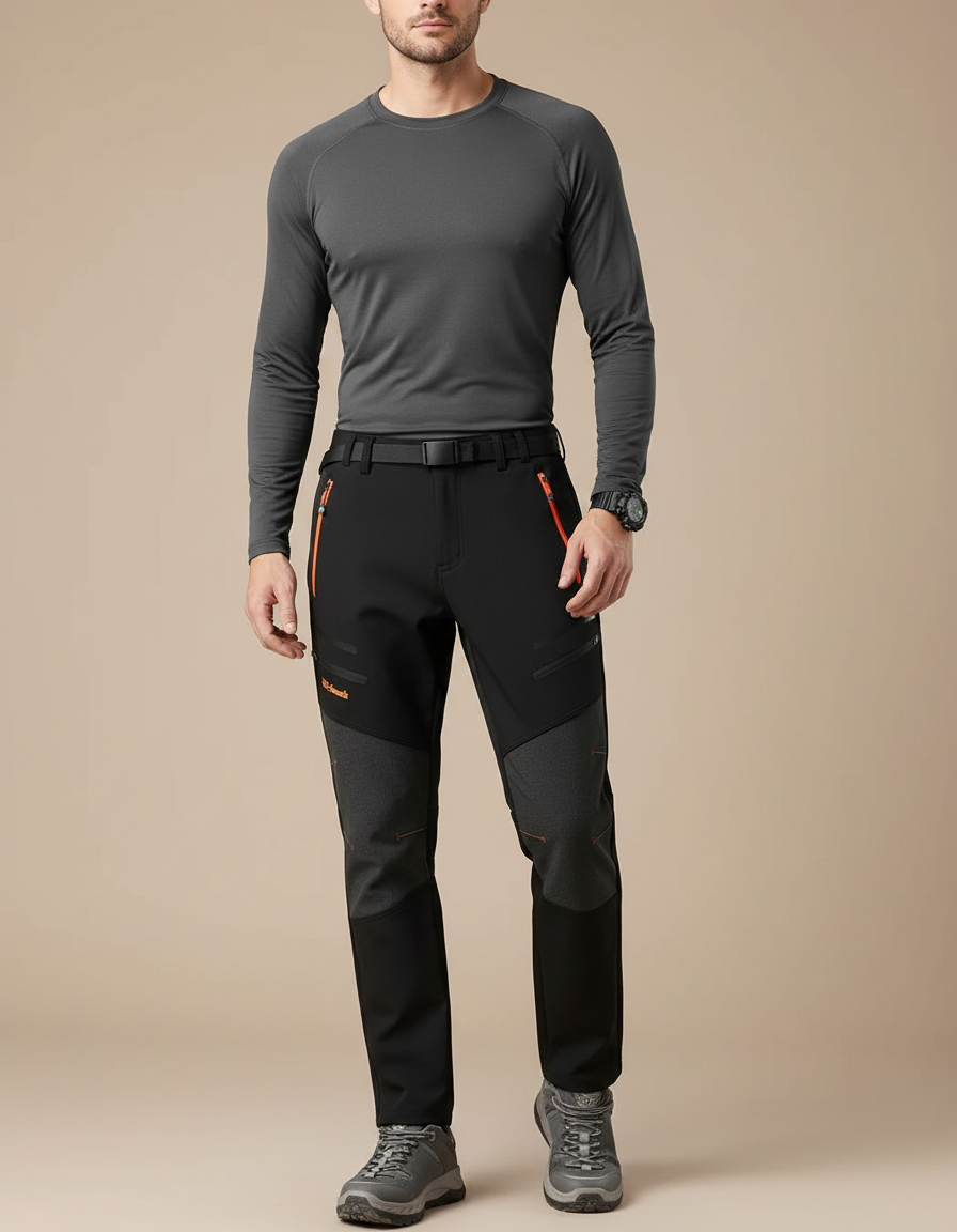 Pantalon Randonnée Noir Homme Softshell Imperméale Polaire - Polyester