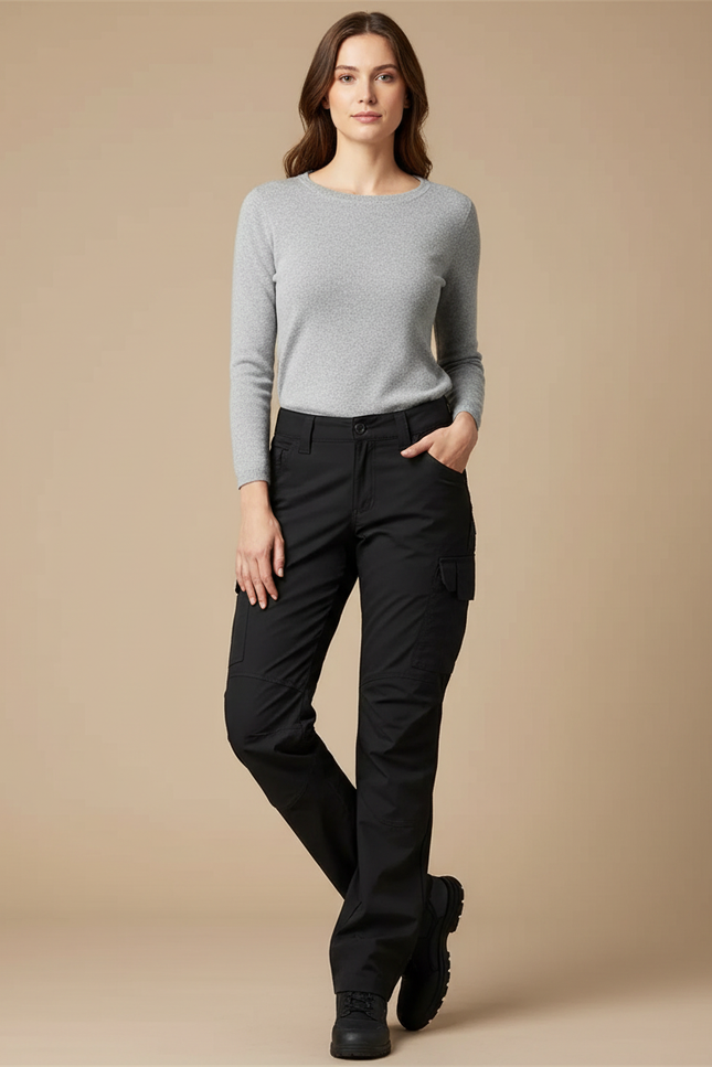 Pantalon Randonnée Noir Cargo Ample Femme - Polyester
