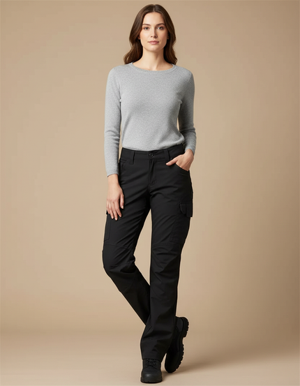 Pantalon Randonnée Noir Cargo Ample Femme - Polyester