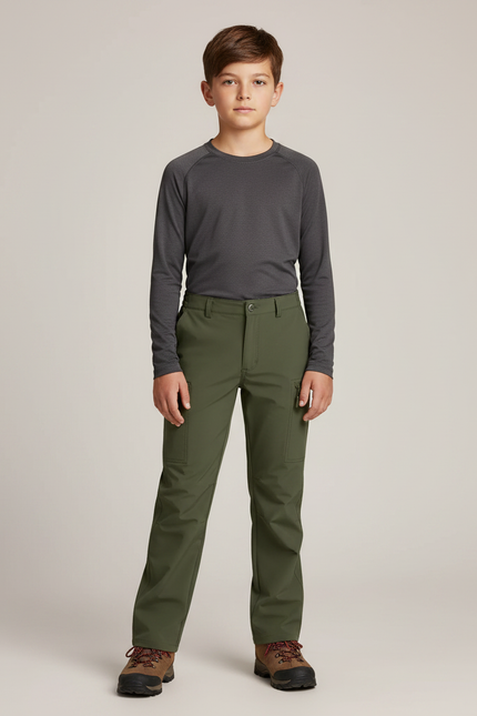 Pantalon Randonnée Vert Kaki Léger Cargo Ajusté - Polyester