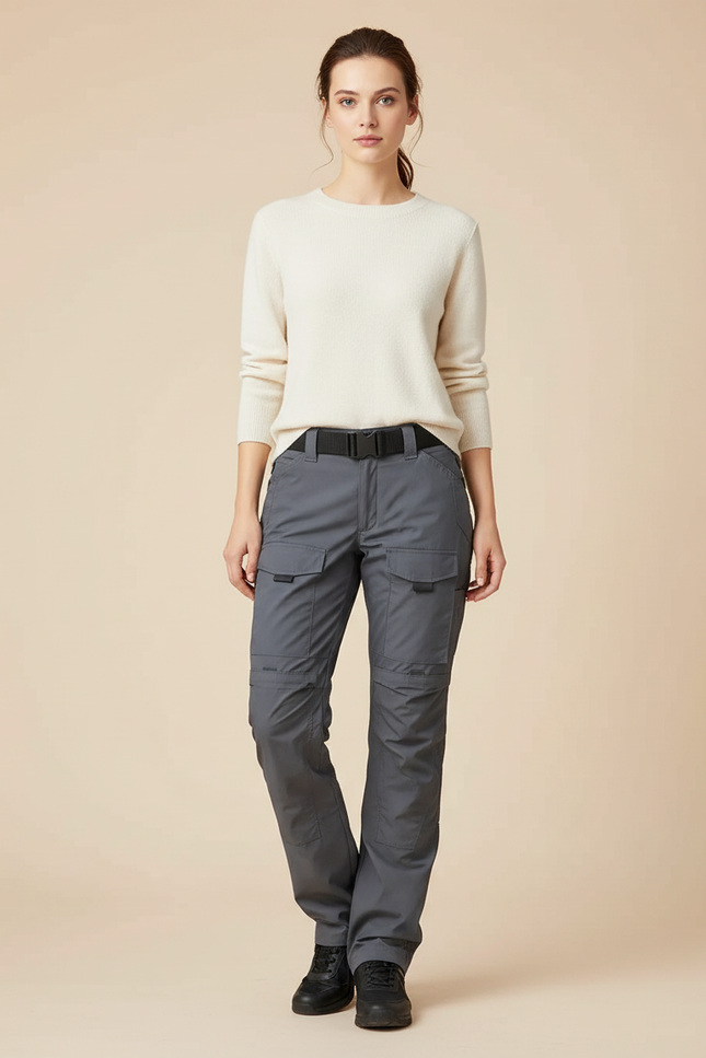 Pantalon Randonnée Gris Cargo Multi-poches Femme - Polyester