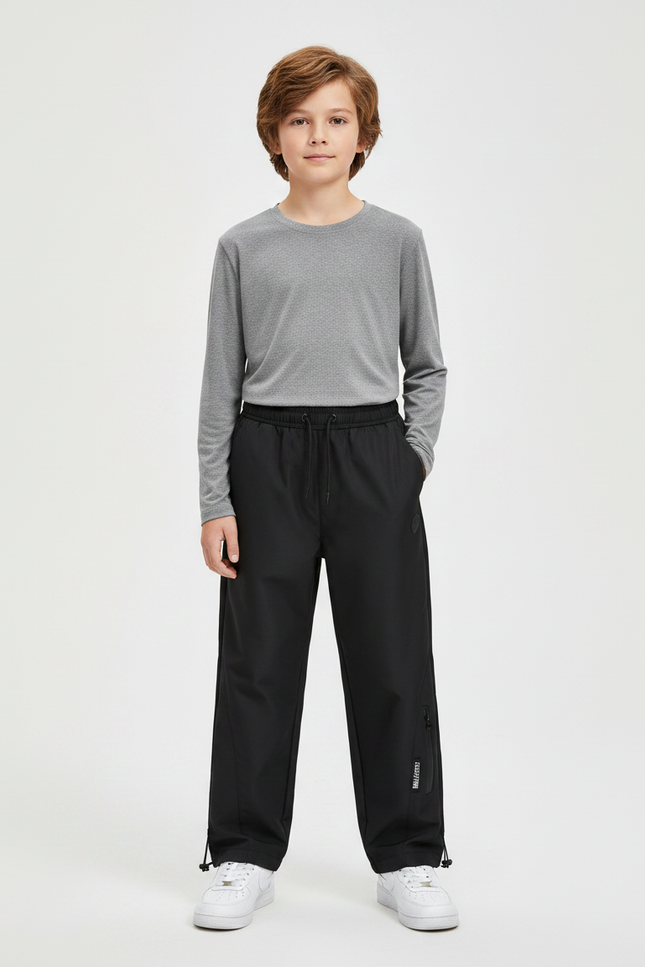 Pantalon Randonnée Noir Enfant Imperméable Décontracté Sport - Polyester
