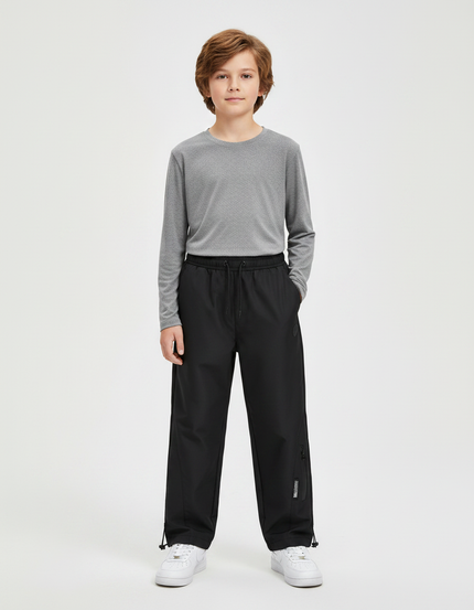 Pantalon Randonnée Noir Enfant Imperméable Décontracté Sport - Polyester