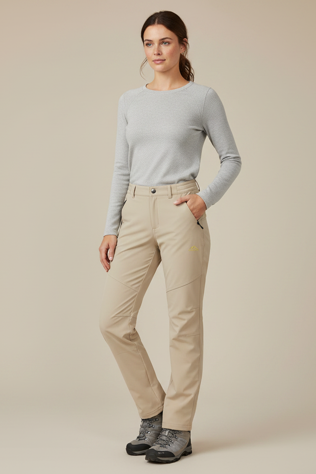Pantalon Randonnée Imperméable Respirant Femme - Beige Polyester