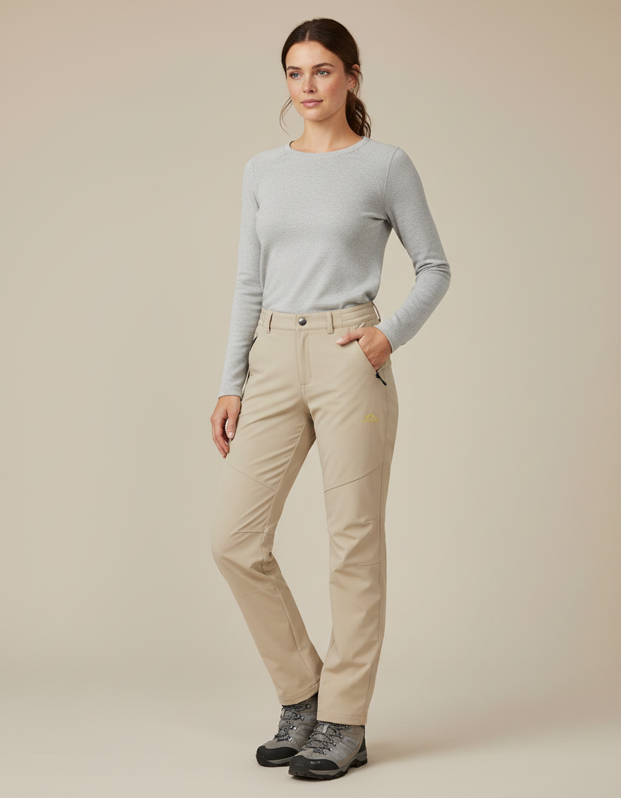 Pantalon Randonnée Imperméable Respirant Femme - Beige Polyester