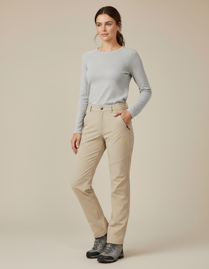 Pantalon Randonnée Imperméable Respirant Femme - Beige Polyester