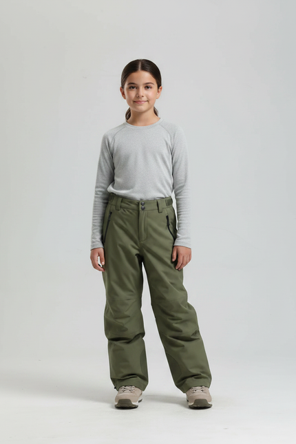 Pantalon Randonnée Vert Kaki Ample Imperméable Unisexe - Polyester