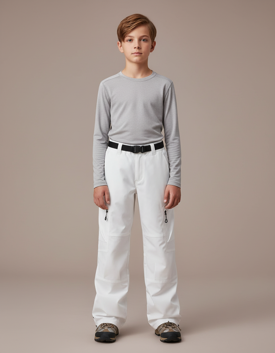 Pantalon Randonnée Blanc Ample Impermééable Enfant - Polyester