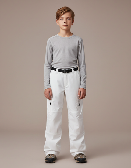 Pantalon Randonnée Blanc Ample Impermééable Enfant - Polyester