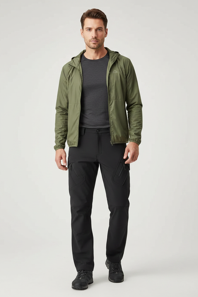 Pantalon Randonnée Noir Cargo Softshell Homme - Polyester
