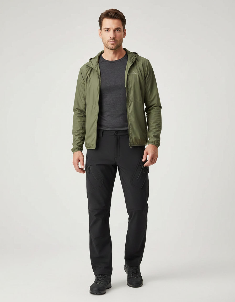 Pantalon Randonnée Noir Cargo Softshell Homme - Polyester
