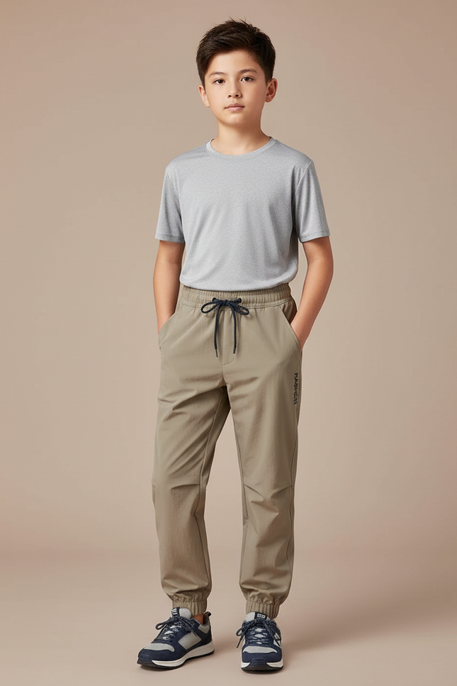 Pantalon Randonnée Kaki Léger Respirant Enfant - Polyester