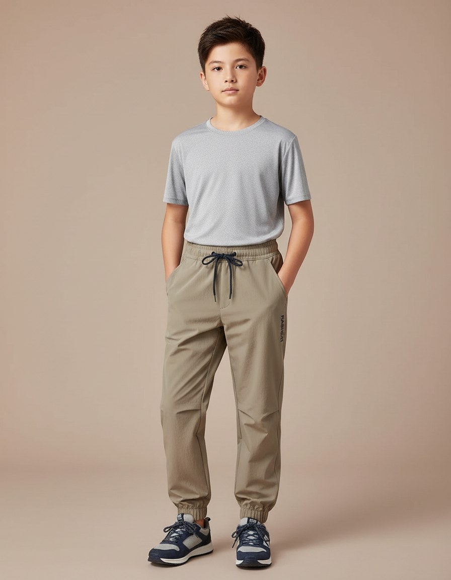 Pantalon Randonnée Kaki Léger Respirant Enfant - Polyester