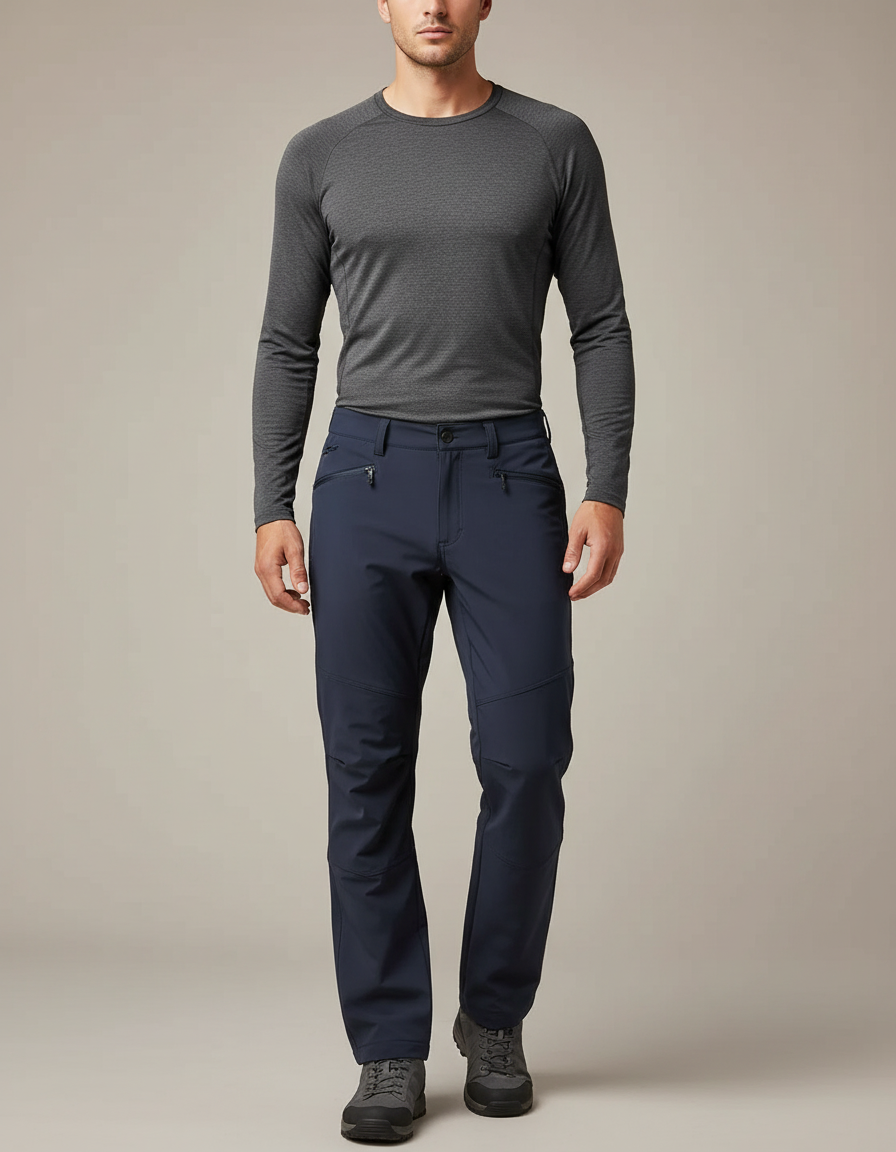 Pantalon Randonnée Homme Bleu Marine Confortable Stretch - Polyester