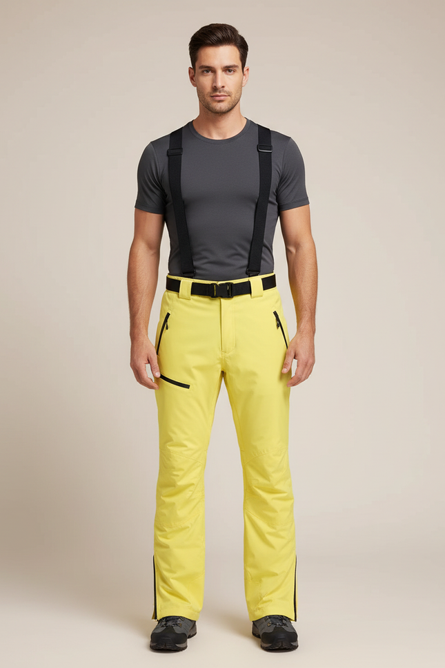 Pantalon Randonnée Jaune Bretelles Imperméable Homme - Polyester