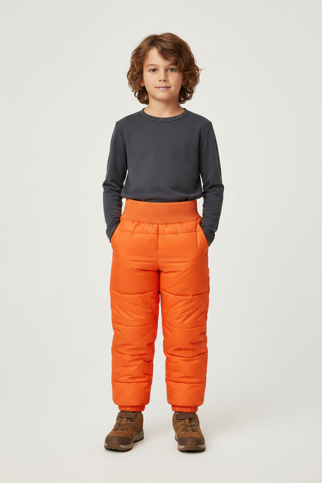 Pantalon Randonnée Orange Matelassé Enfant Hiver - Polyester